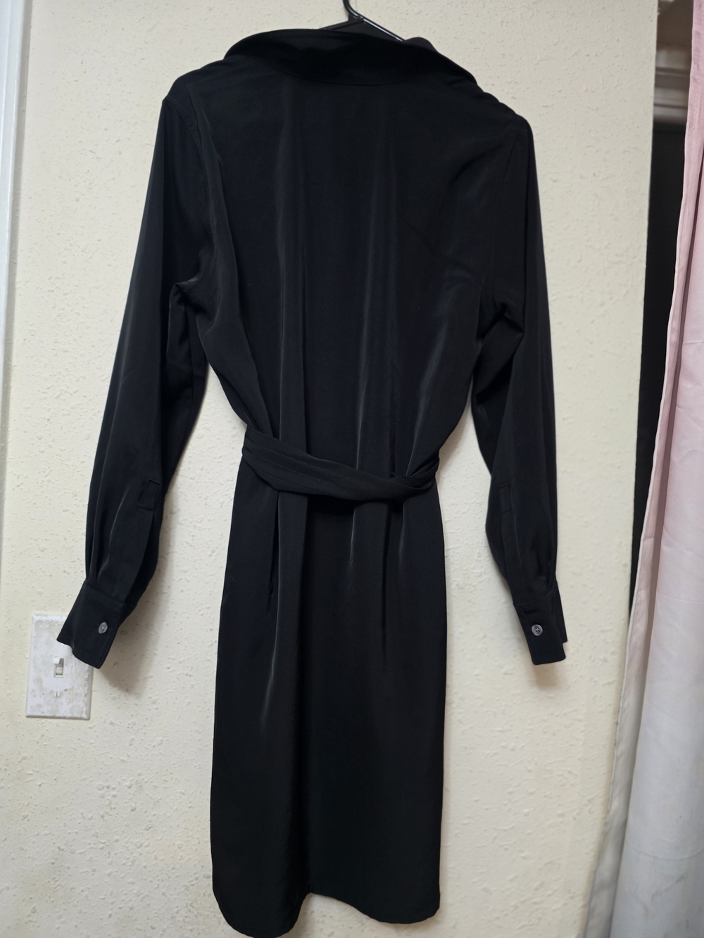 Banana Republic Black Long-Sleeve Shirt Dress with Waist Tie - Picture 9 of 13
